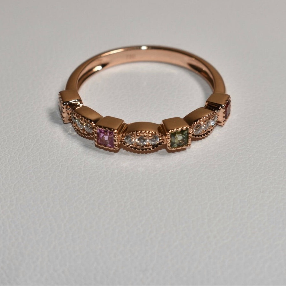Multicolor Sapphire & Diamond stack-able
Band Ring